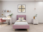 Low Profile Upholstered Platform Bed,Twin Beds with Pink(Velvet)
