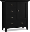 SIMPLIHOME Redmond SOLID WOOD 39 inch Wide Transitional Medium Storage Cabinet in Black for the Living Room, Entryway and Family Room