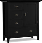 SIMPLIHOME Redmond SOLID WOOD 39 inch Wide Transitional Medium Storage Cabinet in Black for the Living Room, Entryway and Family Room