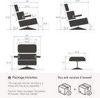 Top Black Grain Leather, Mid Century Chaise Lounge Chair and Ottoman, Modern Chair Classic Design, Walnut Wood, Heavy Duty Base Support for Living Room Office