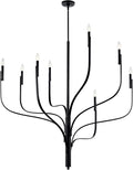 KICHLER Livadia 8-Light Chandelier, Soft Modern-Light in Black, for Foyer, Great Room, or Vaulted Dining or Bedroom (47.75" x 47.75"), 52675BK