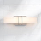 Possini Euro Design Exeter Modern Wall Lights Set of 2 Brushed Nickel Silver Hardwired 4 1/2" LED Fixture White Rectangular Glass Shade for Bedroom Bathroom Vanity Living Room Home Hallway Dining