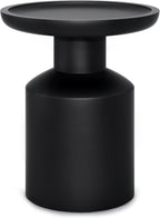 SIMPLIHOME Haynes End Table - 16 inch Wide Solid Mango Wood Round Accent Table with Sculptural Pedestal Base in Black, Boho Nightstand or Lamp Stand for Living Room or Bedroom, Assembled