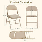 6 Pack Khaki Folding Chairs with Comfortable Cushion and Back, 330LBS Capacity, Portable & Foldable Indoor Outdoor Chairs with Durable Metal Frame for Office Party Events Kitchen Dinning Wedding