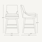 CHITA Bar Height Swivel Barstool with Back Set of 2, FSC Certified Upholstered Bar Stool, 30.7" H Seat Height, Fabric in Ivory