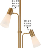 Possini Euro Design Pharos Modern Tree Torchiere Floor Lamp with Side Lights 71" Tall Warm Gold Metal Frosted Glass Shade Decor for Living Room Reading House Bedroom Home Office House