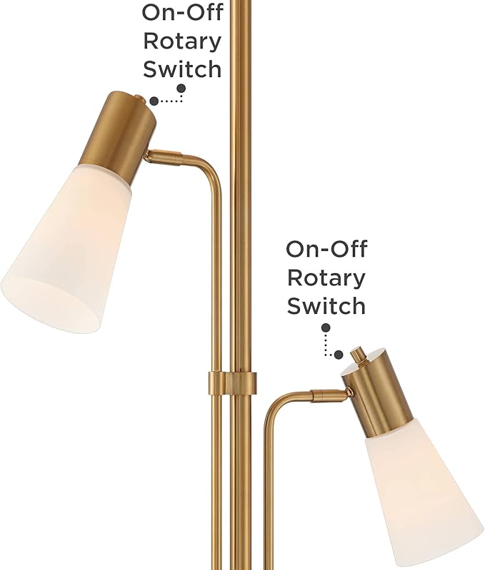 Possini Euro Design Pharos Modern Tree Torchiere Floor Lamp with Side Lights 71" Tall Warm Gold Metal Frosted Glass Shade Decor for Living Room Reading House Bedroom Home Office House