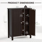 COSTWAY Bathroom Floor Cabinet - Freestanding Side Storage Organizer with Double Doors & Adjustable Shelf, Wooden Storage Cabinet for Living Room, Bedroom, Kitchen, Entryway (Brown)
