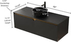 48 Inch Bathroom Vanity with Sink, Floating Fluted Vanity with Vessel Sink, Modern Wall Mounted Bathroom Vanity Cabinet with 2 Doors, Black Vessel Sink & Sintered Stone Top, Black