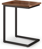SIMPLIHOME Skyler 16-inch Wide Solid Mango/Metal Industrial C-Shaped End Table in Dark Cognac Brown/Black for Living Room, Office, or Bedroom, Assembled
