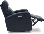 CHITA Genuine Leather Power Swivel Glider Recliner Chair for Adults, FSC Certified Electric Nursery Rocker Recliner Chair for Living Room, Navy Blue