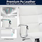 Office Chair, Ergonomic Adjustable Desk Chair, Mid Back Executive Comfortable Leather Lumbar Support Home Computer Chair with Padded Seat Swivel Wheels