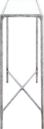 SAFAVIEH Couture Home Collection Jessa Silver Metal/Tempered Glass Top Entryway Living Room Rectangle Console Table (Fully Assembled)