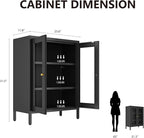 Metal Bathroom Cabinet, Small Floor Storage Cabinet, Freestanding Sideboard with 2 Adjustable Shelves for Living Room, Dinging Room (Black, 31.5" H-2 Doors)