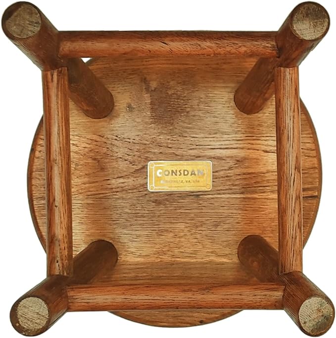 CONSDAN 9-Inch Round Step Stool for Adults & Kids, USA Grown Solid Oak Hardwood Ottoman, Sturdy Small Foot Stool for Kitchen, Bedside, Nursery, Shoe Changing, Plant Stand, Fully Assembled (Chocolate)