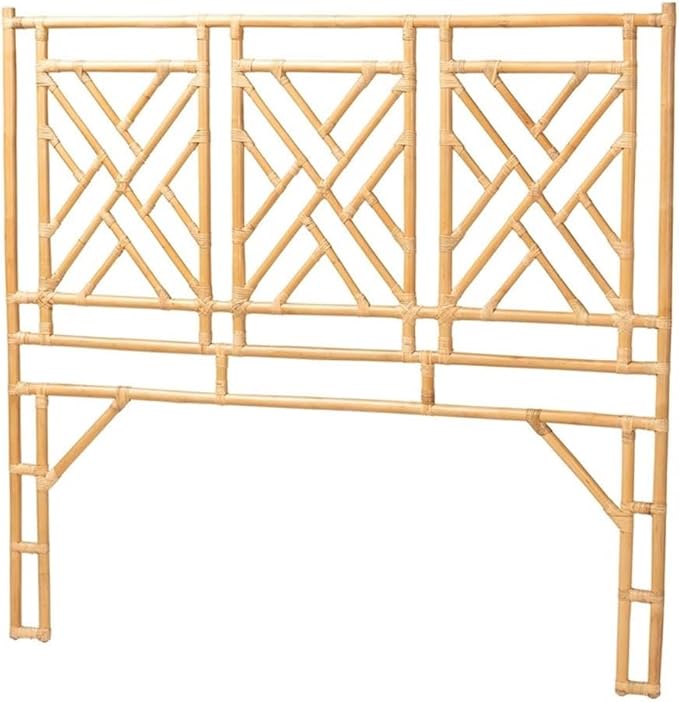 Pemberly Row Bohemian Natural Rattan King Size Standalone Headboard