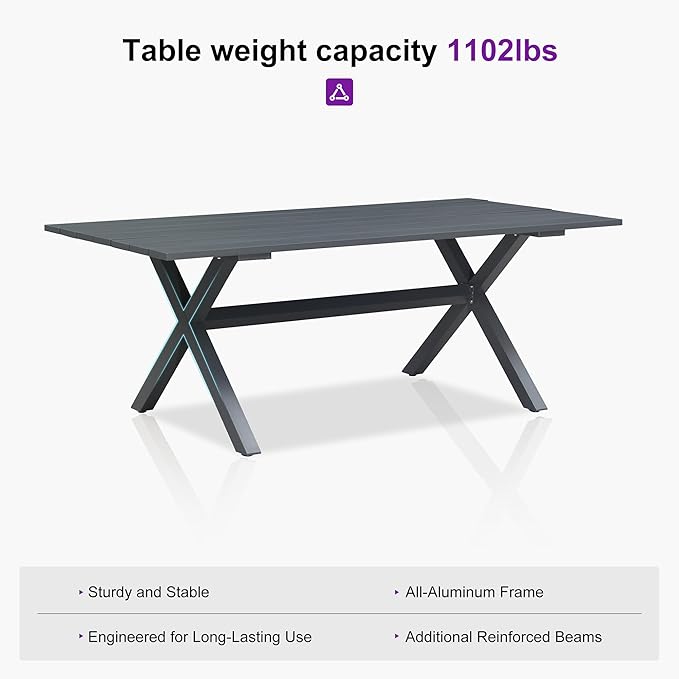 PURPLE LEAF 9 Pieces Outdoor Dining Set Patio Furniture Set with Aluminum Table and French Bistro Chairs for Garden Backyard Deep Blue Patio Dining Set