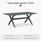 PURPLE LEAF Outdoor Dining Set for 8 with Gray Storage Box All-Weather 9 Pieces Patio Aluminium Dining Table and Rope Weave Chairs Included Cushions Patio Furniture Set Grey and Navy