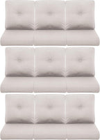 9-Piece Outdoor Patio Cushion Set - Fade & Water Resistant with Removable Olefin Cover, 22x24x4 Inch Memory Foam Cushions for Wicker Sectional Sofa – Beige/Buckle