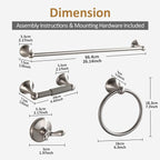 BGL Bathroom Accessories Set, Glossy Stain Nickel Expandable Towel Bar 4-Piece Bathroom Accessory Set Wall Mounted Towel Ring Robe Hook Toilet Paper Holder Towel Holder