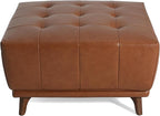 Christopher Knight Home Kinsley Square Ottoman Footstool, Ottoman Chair with Large Seat, Faux Leather Upholstery Coffee Table, Modern Side Table for Living Room Bedroom Home Decor, Brown