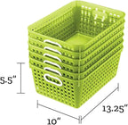 Really Good Stuff Large Plastic Book Baskets, 13" x 10" x 5" - 12 Pack, Green - Classroom Library Organizer, Toy Storage, Multi-Purpose Organizer Basket