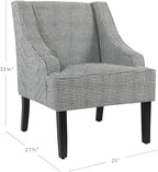 Homepop Home Decor | Upholstered Classic Swoop Arm Accent Chair | Accent Chairs for Living Room & Bedroom | Decorative Home Furniture, Black and White