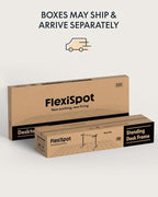 FLEXISPOT 63 x 32 Inch Large Standing Desk, Stand Up Desk with Splice Board, Rising Desks for Home Office, Office Desk with Cup Holder and Headphone Hook (White Frame + White Top, 2 Packages)