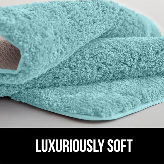 GORILLA GRIP Premium Luxury Bath Rug, 36x24, Absorbent, Soft, Thick Shag, Plush Bathroom Mat Rugs, Machine Washable, Quick Dry, Mats for Shower, Bathtub and Floor Accessories, Spa Blue