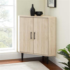 Walker Edison Saxon Mid-Century Modern 2-Door Corner Accent Cabinet 30 Inch Birch