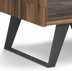SIMPLIHOME Lowry SOLID ACACIA WOOD and Metal 22 Inch Wide Square Modern Industrial End Side Table in Distressed Golden Wheat, For the Living Room and Bedroom