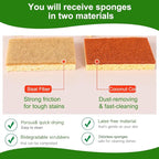 Natural Sponges for Dishes - Natural Dish Sponge, Palm Fiber Scrubbing Sponge with Non Scratch Biodegradable Sponges 12 Pack