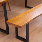 Solid Wood Top Bench with Metal Legs Durable Long Bench for Home Office Living Room Dining Room Versatile Multi Size Options Perfect Chair Stool Dining Bench Dining Chair (Light brown bench, 62.99in)