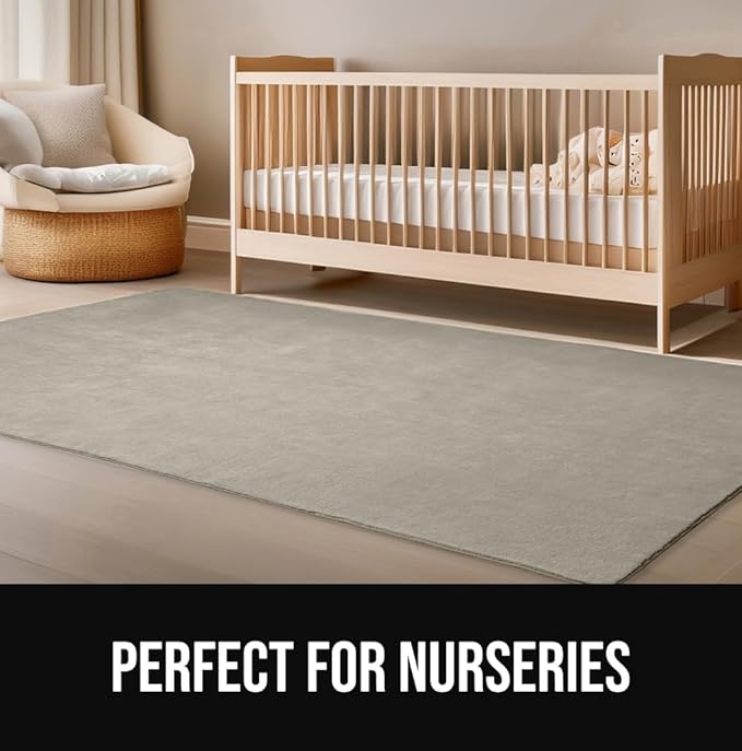 GORILLA GRIP Slip Resistant Soft Washable Stain Resistant Area Rug, 8x10, Plush Thick Carpet for Nursery, Bedroom, Living Room, Non-Shedding Floor Rugs, Kid and Pet Friendly, Baby Home Decor, Taupe