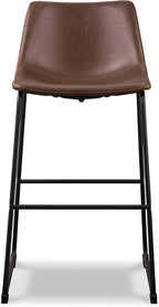 Signature Design by Ashley Centiar Urban Industrial 28.75" Pub Height Bucket Seat Barstool, 2 Count, Brown