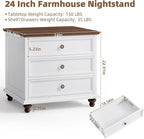 Farmhouse Dresser and Nightstand Sets, Wooden 7 Drawers Dresser & 24" Night Stand with 3 Drawers, 2 Piece Bedroom Furniture Set, Chest of Drawers for Bedroom, Home, Living Room, Hallway