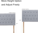 Kingfun Tufted Upholstered Queen Size Bed Headboard in Modern Button Design, Adjustable Solid Wood Head Board, Premium Linen Fabric Padded Headboards in Bedroom (Smoky Grey)