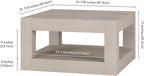 Henn&Hart 32" Wide Square Coffee Table in Beech White, for Home, Living Room, Bedroom, Entertainment Room, Office