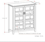 SIMPLIHOME Burlington SOLID WOOD 40 inch Wide Transitional Medium Storage Cabinet in Mahogany Brown, with 2 Tempered Glass Doors that open to 4 Adjustable Shelves