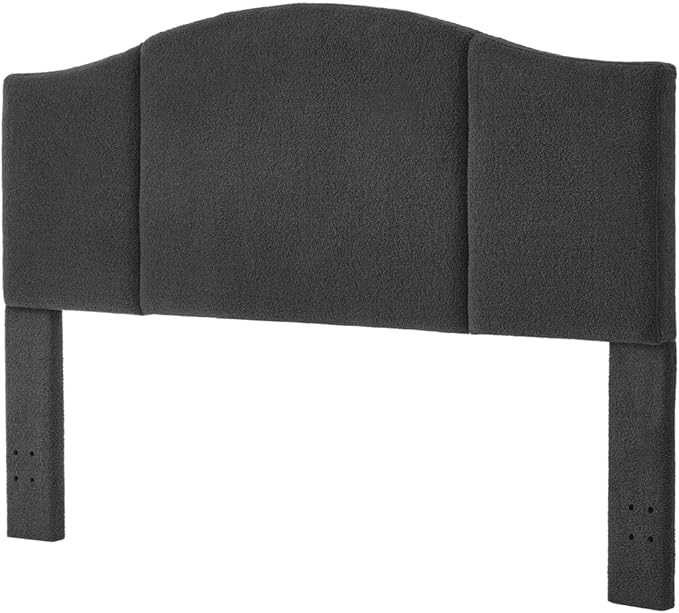 24KF Middle Century Upholstered Foldable California King Size Headboard,Comfortable Boucle Teddy Fabric Headboard King/CA King, 6033-K-Dark Gray