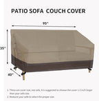 Easy-Going Waterproof Outdoor Couch Cover, Heavy Duty 3-Seater Patio Sofa Cover, Winchdproof Outdoor Furniture Cover with Air Vent (95Wx40Dx35H inch, Camel/Dark Brown)