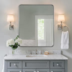 ANDY STAR Wall Mirror for Bathroom, 30x36 Inch Brushed Nickel Bathroom Rectangle Mirror, Modern Rectangular with Thick Tube Metal Frame for Vanity Over Sink, Horizontal/Vertical