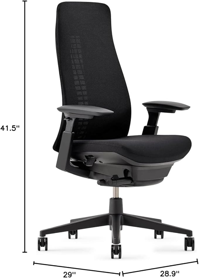 Haworth Fern Office Chair – Ergonomic and Stylish Desk Chair with Breathable Mesh Finish - Without Lumbar Support (Coal)