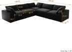 WJShome Cloud Couch Modular Sectional Sofa,160.6" Down Filled 5 Seater Convertible Sectional Sofas,V Shaped Couch for Living Room,Covers Washable&Replaceable (Black)