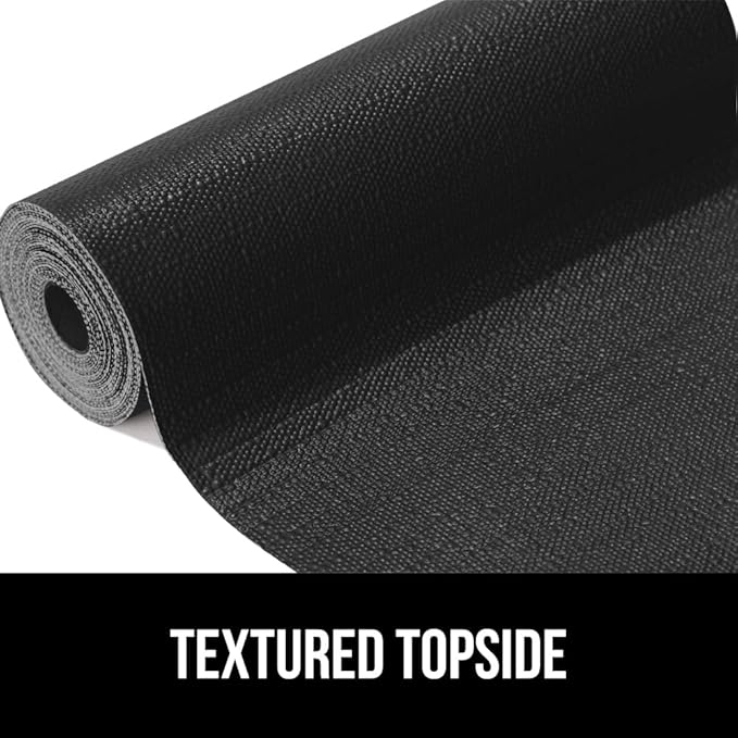 GORILLA GRIP DripGuard Shelf Liner, Non Adhesive Drawer and Kitchen Cabinet Protector, Slip Resistant BPA Free Smooth Surface Plastic Liners for Cabinets, Bathrooms, Closets, 12x120 Inch, Black