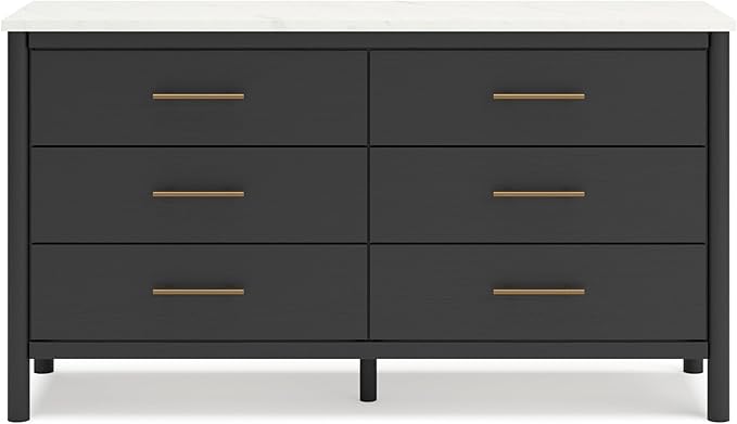 Signature Design by Ashley Cadmori Bohemian 6-Drawer Dresser with Safety Stop, Black & White