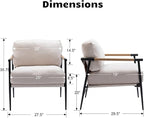HEAH-YO Modern Accent Chair Set of 1, Upholstered Chenille Fabric Living Room Chair with Backrest, Comfy Armchair Side Chair for Bedroom, Beige