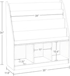 Kids Bookrack with Three Cubbies and 2 Red Bins