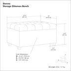 SIMPLIHOME Sienna 33 inch Wide Transitional Rectangle Storage Ottoman Bench in Stone Grey Vegan Faux Leather, Assembled, For the Living Room, Entryway and Family Room