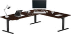 Progressive Desk Stand Up Height Adjustable Standing Desk - L Shaped 85" x 72" Corner Computer Rising Workstation Electric Table - Roasted Walnut, Black Frame